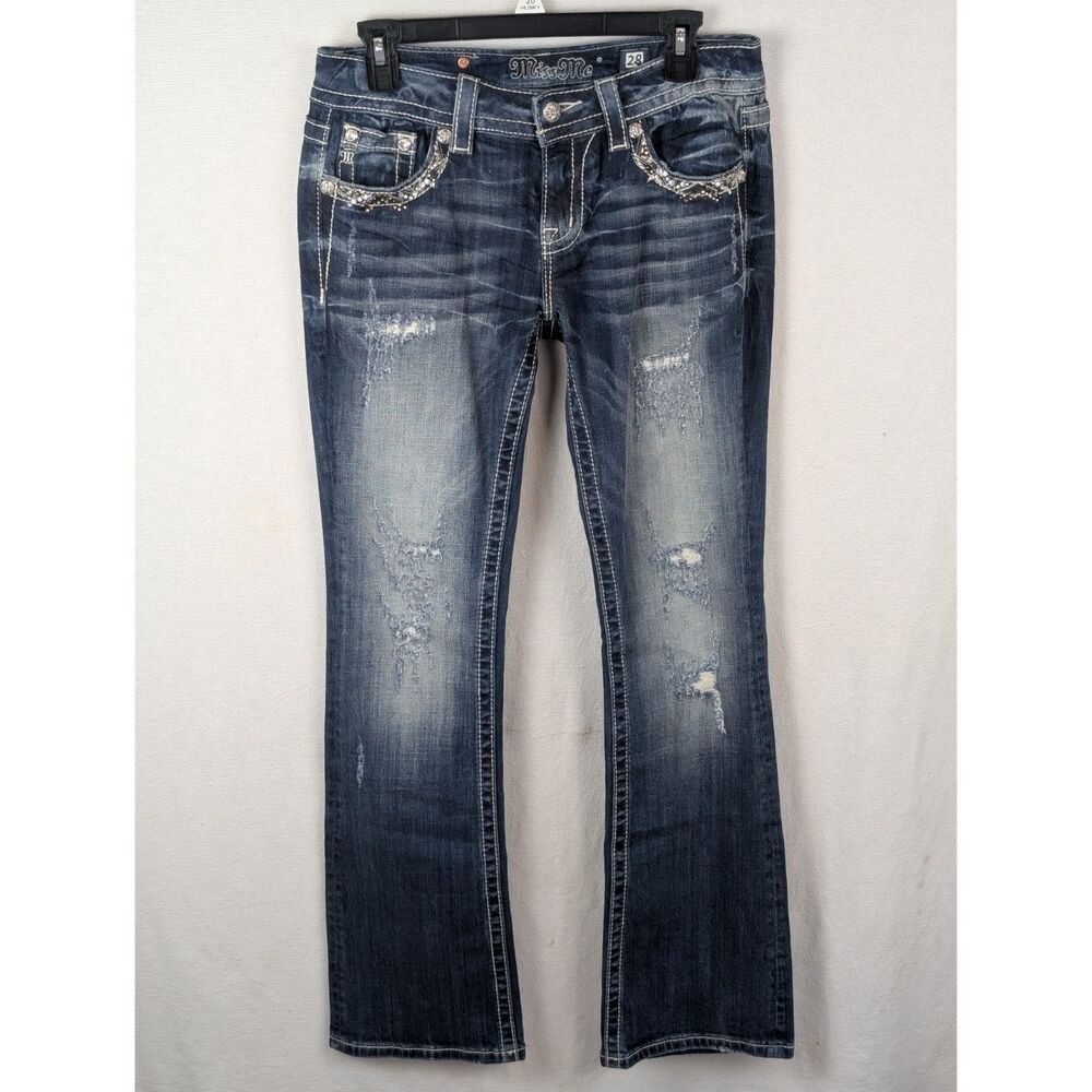 Miss Me Signature Boot Jeans JE8228BL Women's Size 28 - Picture 2 of 13